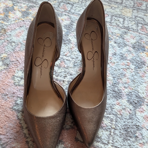 Jessica Simpson Metallic Brown Heels Bronze Claudette 6.5 - Picture 7 of 8